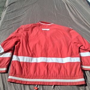 80’s Vintage IZZI SPIRIT Logo Red And White Stripe Full Zip Jacket Womens Sz L